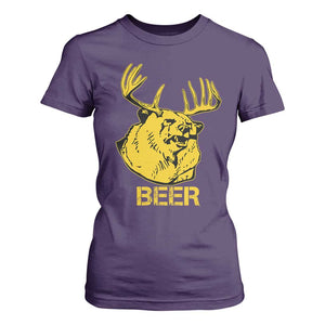 Funny Deer Hunting T Shirt For Women Bear Plus Deer Equals Beer USA Hunter TS02 Purple Print Your Wear