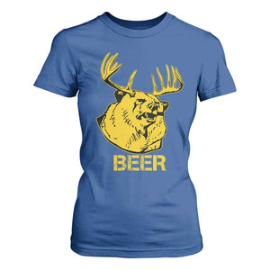 Funny Deer Hunting T Shirt For Women Bear Plus Deer Equals Beer USA Hunter TS02 Royal Blue Print Your Wear