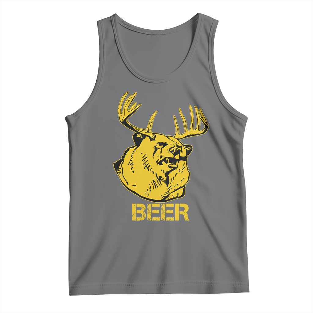 Funny Deer Hunting Tank Top Bear Plus Deer Equals Beer USA Hunter TS02 Black Heather Print Your Wear