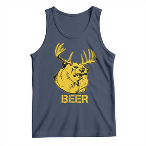 Funny Deer Hunting Tank Top Bear Plus Deer Equals Beer USA Hunter TS02 Navy Print Your Wear