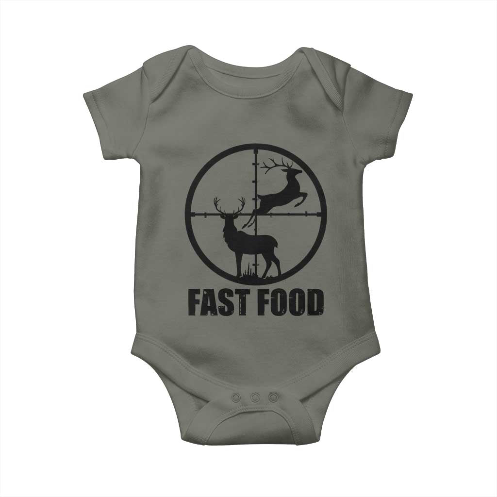 Deer Hunting Baby Onesie Deer Hunting Funny Hunter Fast Food Gift TS02 Military Green Print Your Wear