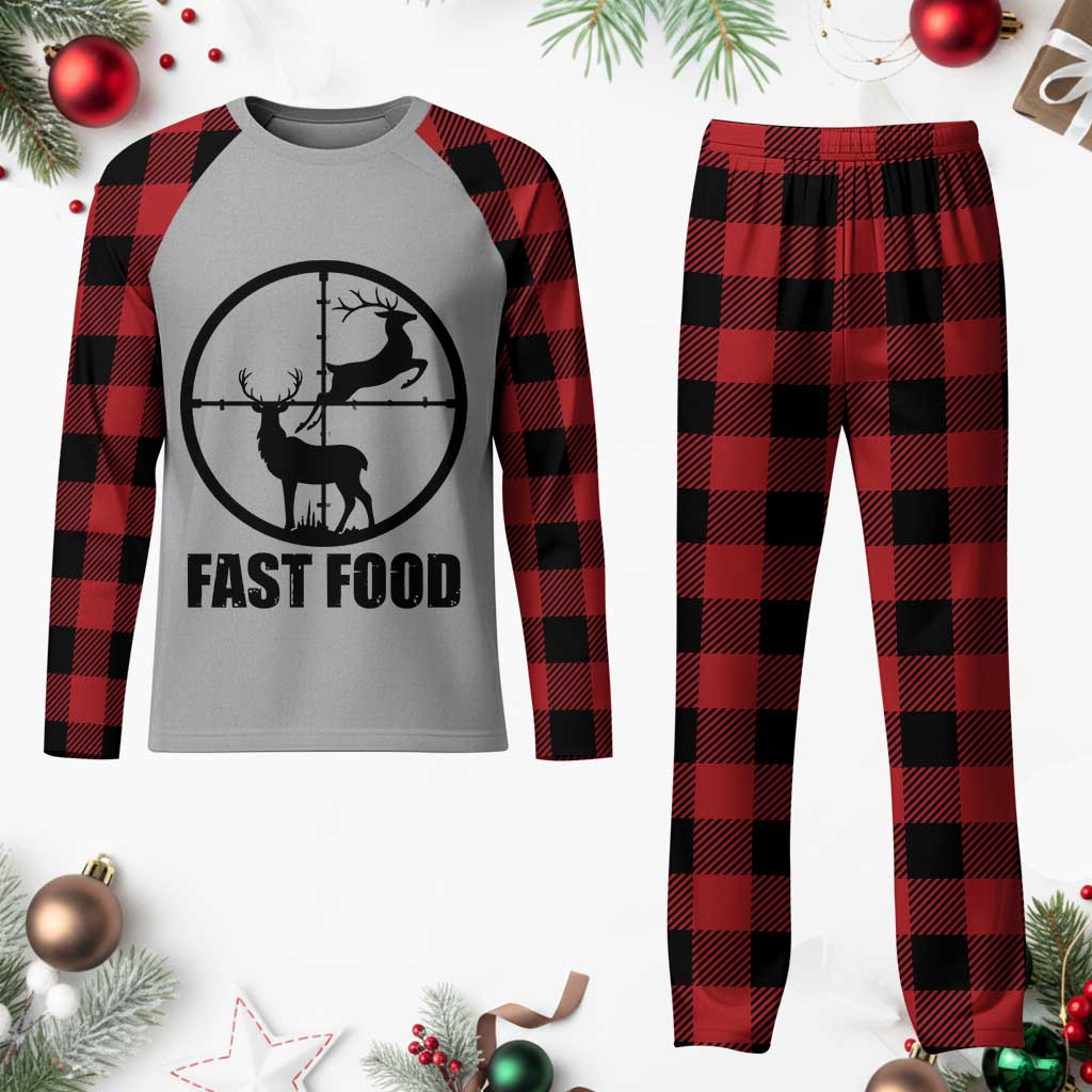 Deer Hunting Plaid Pajama Set Deer Hunting Funny Hunter Fast Food Gift TS02 Buffalo Plaid Print Your Wear