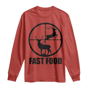 Deer Hunting Long Sleeve Shirt Deer Hunting Funny Hunter Fast Food Gift TS02 Red Print Your Wear