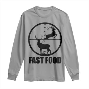 Deer Hunting Long Sleeve Shirt Deer Hunting Funny Hunter Fast Food Gift TS02 Sport Gray Print Your Wear