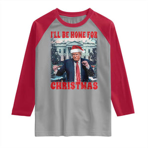 Christmas Dancing Trump Raglan Shirt I'll Be Home For Xmas Viral Dances White House Retro Vintage TS02 Sport Gray Red Print Your Wear