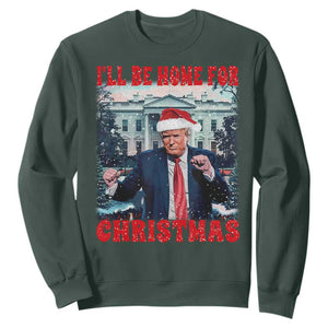 Christmas Dancing Trump Sweatshirt I'll Be Home For Xmas Viral Dances White House Retro Vintage TS02 Dark Forest Green Print Your Wear