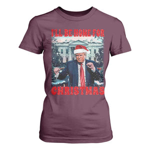 Christmas Dancing Trump T Shirt For Women I'll Be Home For Xmas Viral Dances White House Retro Vintage TS02 Maroon Print Your Wear