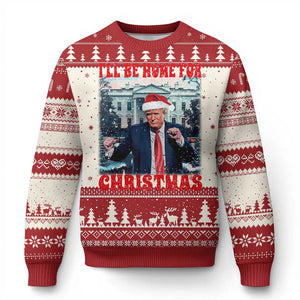 Xmas Dancing Trump Ugly Christmas Sweater I'll Be Home For Xmas Viral Dances White House Retro Vintage TS02 Red Print Your Wear