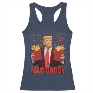 Funny Trump French Fries 2024 Racerback Tank Top Mac Daddy 47th President McDon Fast Food TS02 Navy Print Your Wear