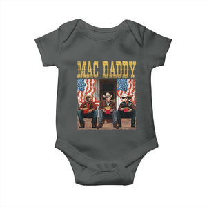 Mac Daddy Baby Onesie Trump Vance Elon 2025 American Flag TS02 Dark Heather Print Your Wear