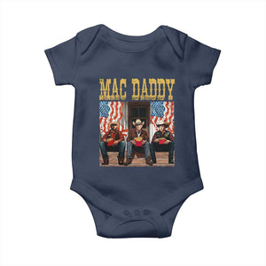 Mac Daddy Baby Onesie Trump Vance Elon 2025 American Flag TS02 Navy Print Your Wear