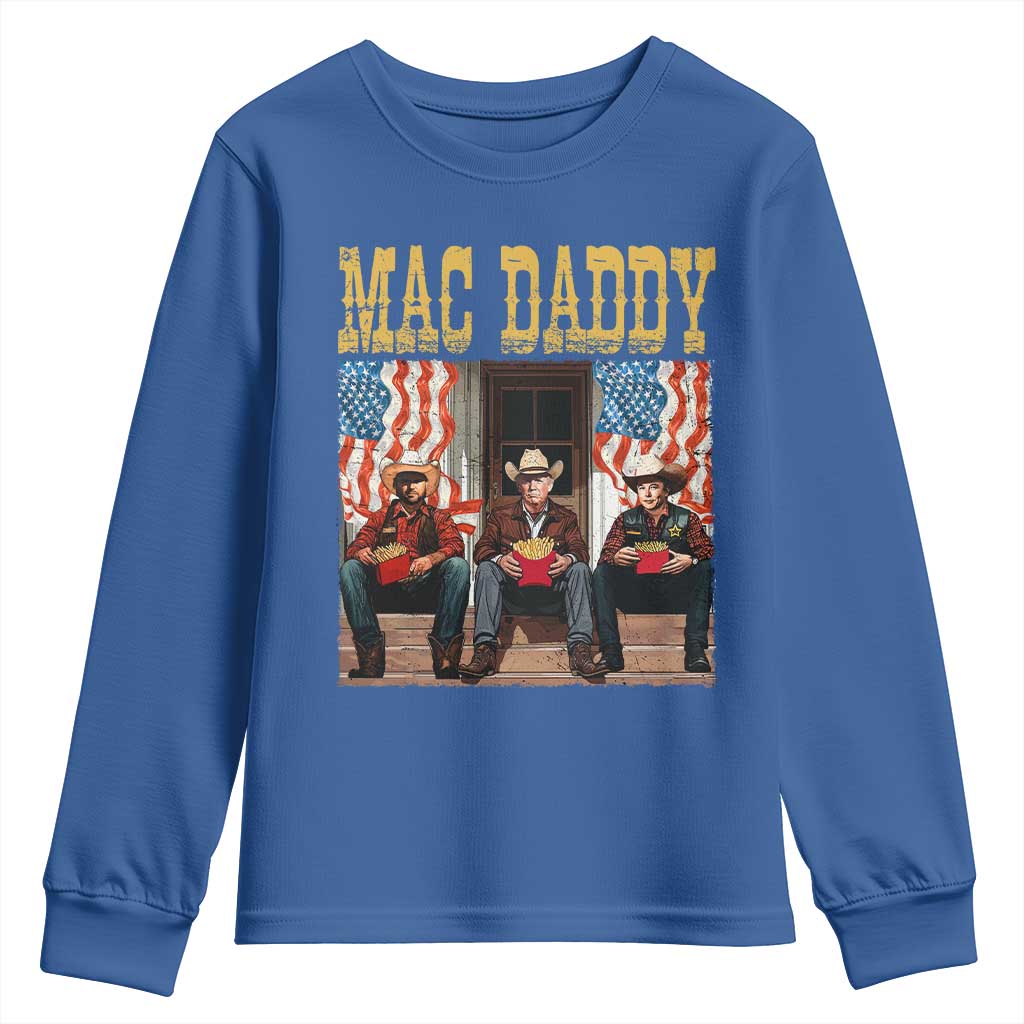 Mac Daddy Youth Sweatshirt Trump Vance Elon 2025 American Flag TS02 Royal Blue Print Your Wear