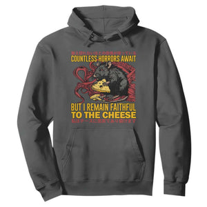 Funny Japanese Rat Lover Hoodie I Remain Faithful To The Cheese Retro Vintage Japan TS02 Dark Heather Print Your Wear