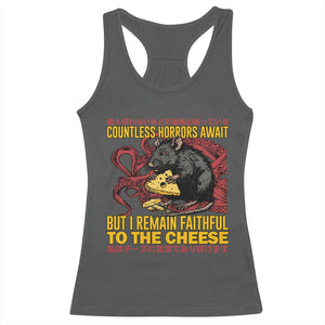 Funny Japanese Rat Lover Racerback Tank Top I Remain Faithful To The Cheese Retro Vintage Japan TS02 Dark Heather Print Your Wear