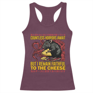 Funny Japanese Rat Lover Racerback Tank Top I Remain Faithful To The Cheese Retro Vintage Japan TS02 Maroon Print Your Wear