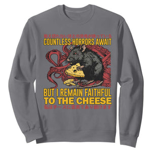 Funny Japanese Rat Lover Sweatshirt I Remain Faithful To The Cheese Retro Vintage Japan TS02 Charcoal Print Your Wear