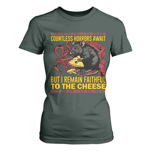 Funny Japanese Rat Lover T Shirt For Women I Remain Faithful To The Cheese Retro Vintage Japan TS02 Dark Forest Green Print Your Wear