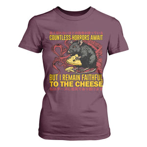 Funny Japanese Rat Lover T Shirt For Women I Remain Faithful To The Cheese Retro Vintage Japan TS02 Maroon Print Your Wear