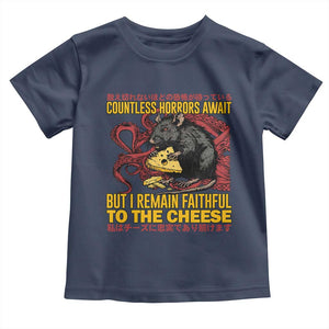 Funny Japanese Rat Lover Toddler T Shirt I Remain Faithful To The Cheese Retro Vintage Japan TS02 Navy Print Your Wear