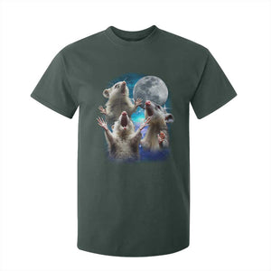 Funny Opossum Meme T Shirt For Kid Three Possum Screaming Under The Moon Weird Cursed Meme TS02 Dark Forest Green Print Your Wear