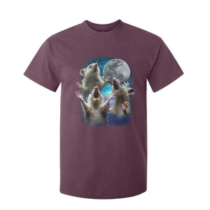 Funny Opossum Meme T Shirt For Kid Three Possum Screaming Under The Moon Weird Cursed Meme TS02 Maroon Print Your Wear