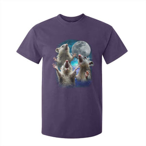 Funny Opossum Meme T Shirt For Kid Three Possum Screaming Under The Moon Weird Cursed Meme TS02 Purple Print Your Wear