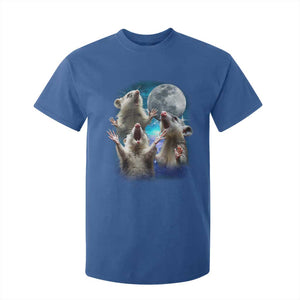 Funny Opossum Meme T Shirt For Kid Three Possum Screaming Under The Moon Weird Cursed Meme TS02 Royal Blue Print Your Wear