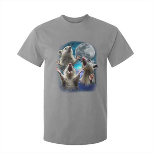 Funny Opossum Meme T Shirt For Kid Three Possum Screaming Under The Moon Weird Cursed Meme TS02 Sport Gray Print Your Wear