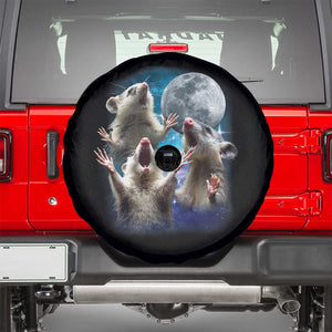 Funny Opossum Meme Spare Tire Cover Three Possum Screaming Under The Moon Weird Cursed Meme TS02 Black Print Your Wear