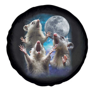 Funny Opossum Meme Spare Tire Cover Three Possum Screaming Under The Moon Weird Cursed Meme TS02 Print Your Wear