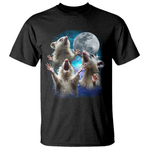 Funny Opossum Meme T Shirt Three Possum Screaming Under The Moon Weird Cursed Meme TS02 Black Print Your Wear