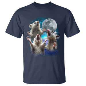 Funny Opossum Meme T Shirt Three Possum Screaming Under The Moon Weird Cursed Meme TS02 Navy Print Your Wear