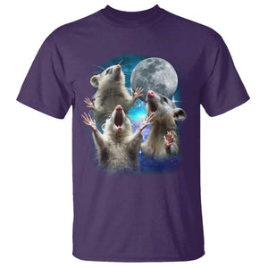 Funny Opossum Meme T Shirt Three Possum Screaming Under The Moon Weird Cursed Meme TS02 Purple Print Your Wear