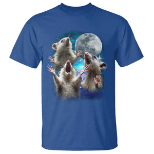 Funny Opossum Meme T Shirt Three Possum Screaming Under The Moon Weird Cursed Meme TS02 Royal Blue Print Your Wear