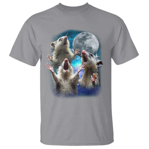 Funny Opossum Meme T Shirt Three Possum Screaming Under The Moon Weird Cursed Meme TS02 Sport Gray Print Your Wear