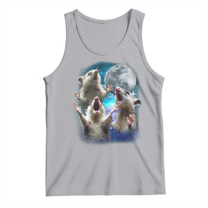 Funny Opossum Meme Tank Top Three Possum Screaming Under The Moon Weird Cursed Meme TS02 Athletic Heather Print Your Wear