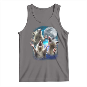Funny Opossum Meme Tank Top Three Possum Screaming Under The Moon Weird Cursed Meme TS02 Deep Heather Print Your Wear
