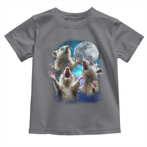 Funny Opossum Meme Toddler T Shirt Three Possum Screaming Under The Moon Weird Cursed Meme TS02 Charcoal Print Your Wear