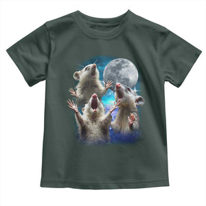 Funny Opossum Meme Toddler T Shirt Three Possum Screaming Under The Moon Weird Cursed Meme TS02 Dark Forest Green Print Your Wear