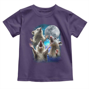 Funny Opossum Meme Toddler T Shirt Three Possum Screaming Under The Moon Weird Cursed Meme TS02 Purple Print Your Wear