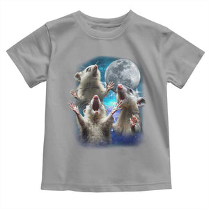 Funny Opossum Meme Toddler T Shirt Three Possum Screaming Under The Moon Weird Cursed Meme TS02 Sport Gray Print Your Wear