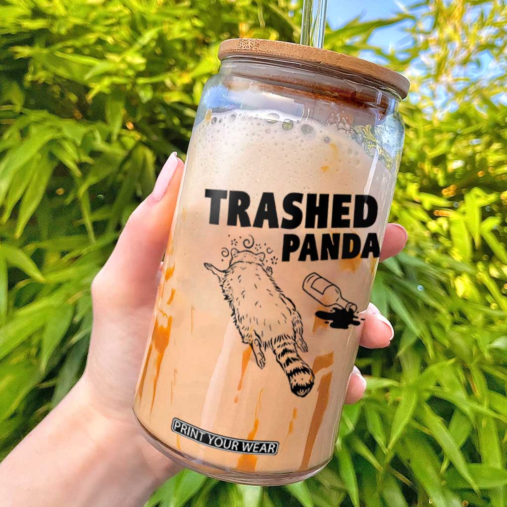 Funny Trashed Panda Glass Can Drunk Raccoon Meme Hot Mess TS02 White Print Your Wear