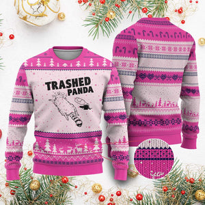 Funny Trashed Panda Ugly Christmas Sweater Drunk Raccoon Meme Hot Mess TS02 Hot Pink Print Your Wear