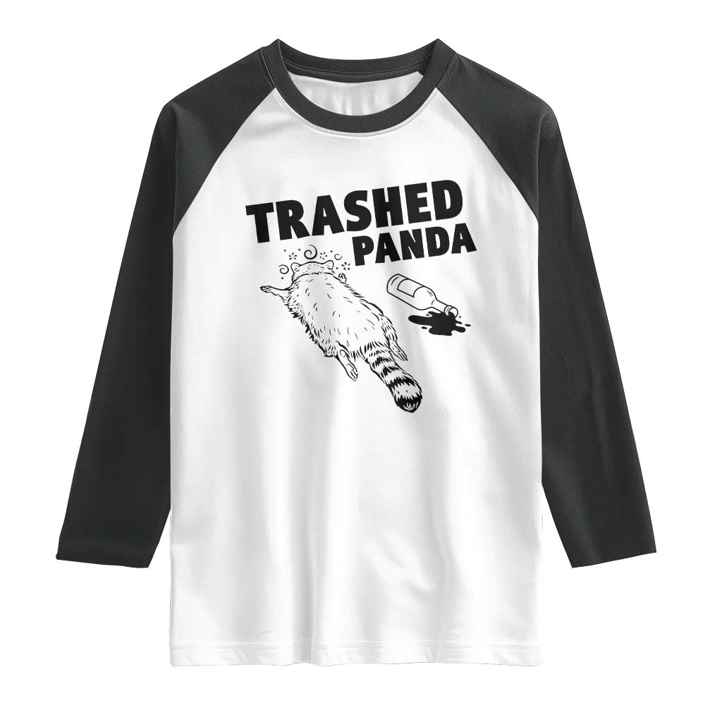 Funny Trashed Panda Raglan Shirt Drunk Raccoon Meme Hot Mess TS02 White Black Print Your Wear