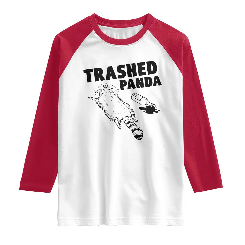 Funny Trashed Panda Raglan Shirt Drunk Raccoon Meme Hot Mess TS02 White Red Print Your Wear