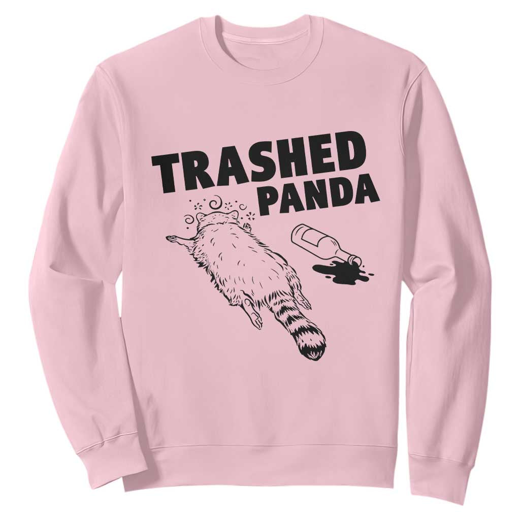Funny Trashed Panda Sweatshirt Drunk Raccoon Meme Hot Mess TS02 Light Pink Print Your Wear