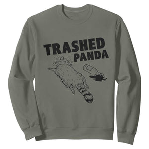 Funny Trashed Panda Sweatshirt Drunk Raccoon Meme Hot Mess TS02 Military Green Print Your Wear