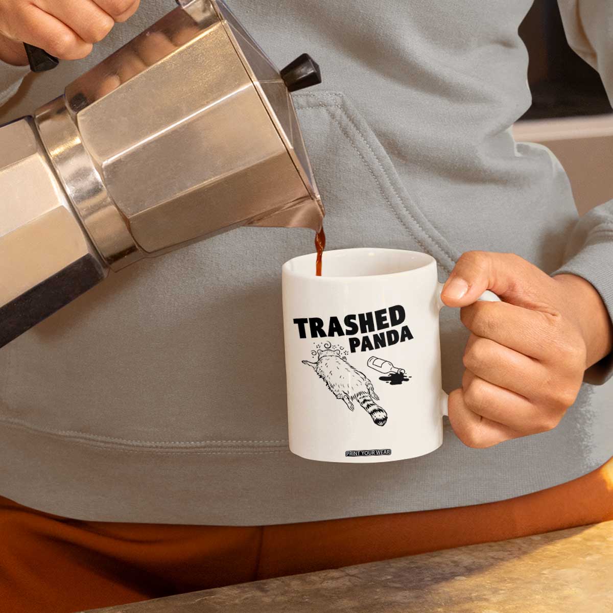 Funny Trashed Panda Coffee Mug Drunk Raccoon Meme Hot Mess TS02 Print Your Wear