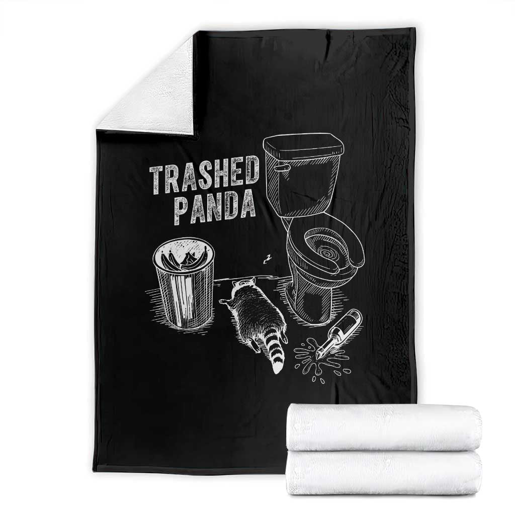 Funny Trashed Panda Throw Blanket Drunk Raccoon in Toilet Meme Hot Mess TS02 Black Print Your Wear