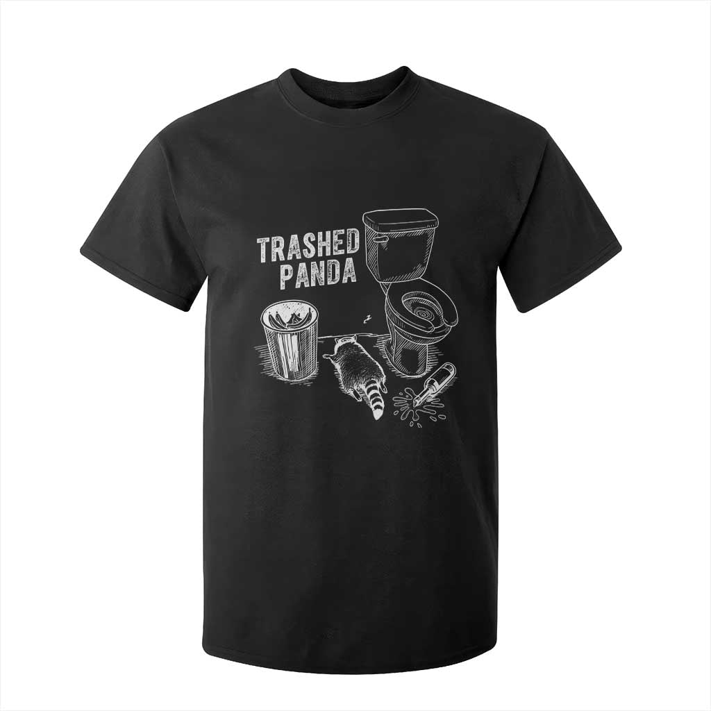 Funny Trashed Panda T Shirt For Kid Drunk Raccoon in Toilet Meme Hot Mess TS02 Black Print Your Wear